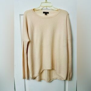 Saks Fifth Avenue Cashmere Cream boat Neck loose Sweater with drop shoulder